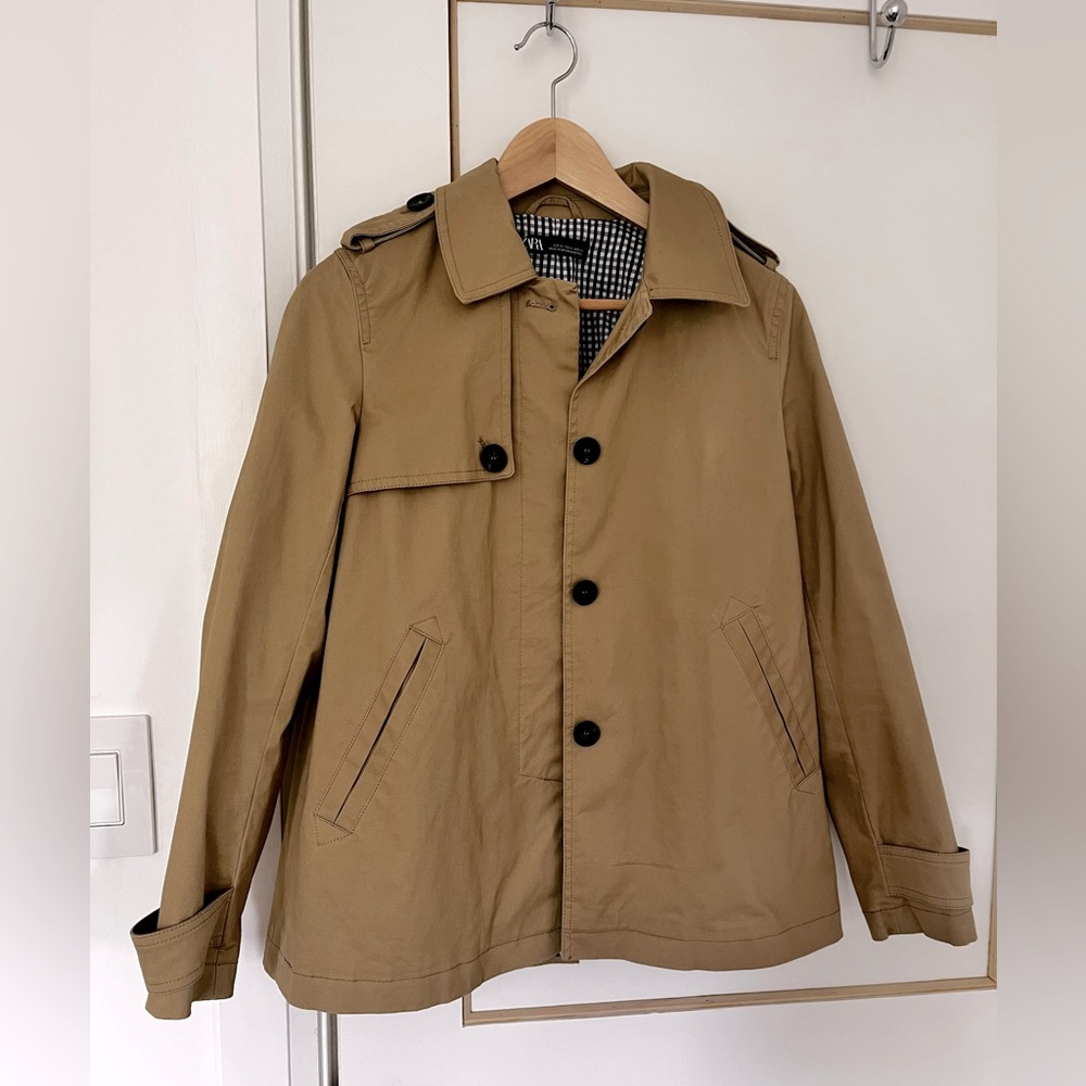 Zara | Short Trench with Gingham Lining | NWOT | Size xsmall